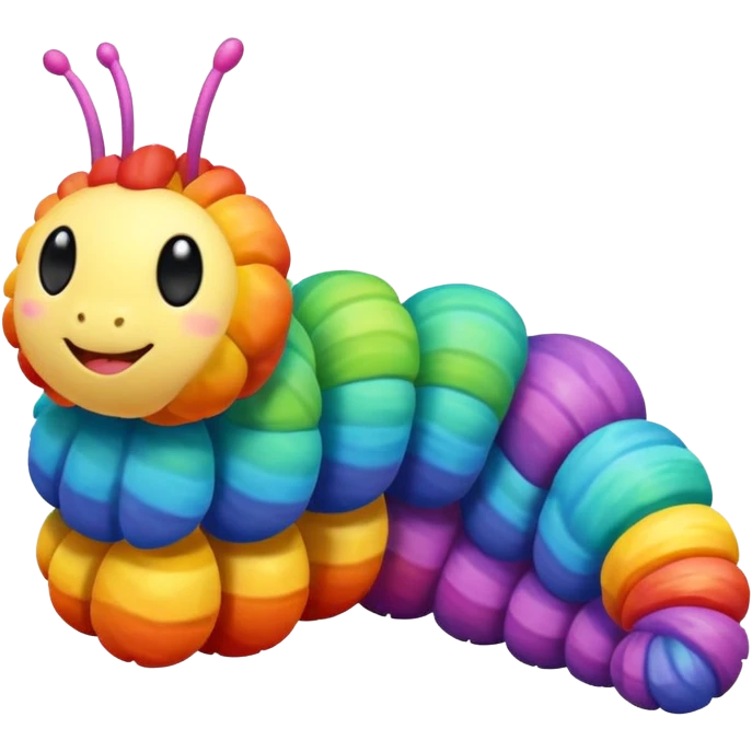 Rainbow colored catapillar emoji