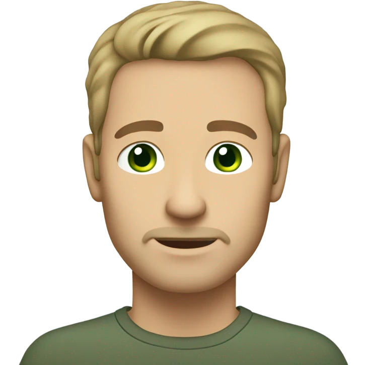 mature light skinned Caucasian male, green eyes, unshaven emoji