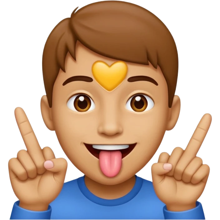 Tongue through 2 fingers while smilng emoji