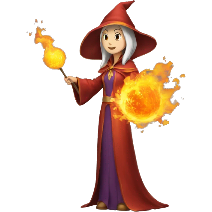 female wizard casts fireball emoji