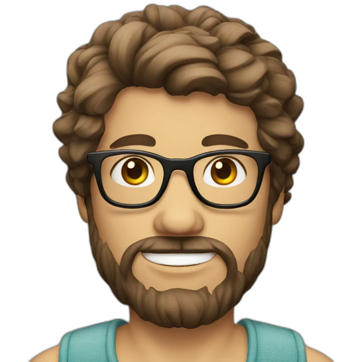 mediterranean guy hipster with glasses silk hair emoji
