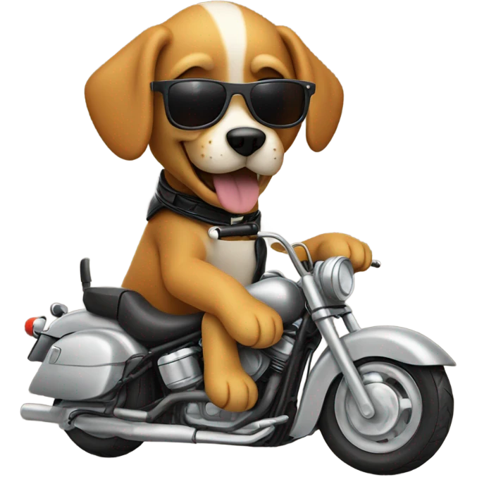Dog with sunglasses riding a motorcycle  emoji
