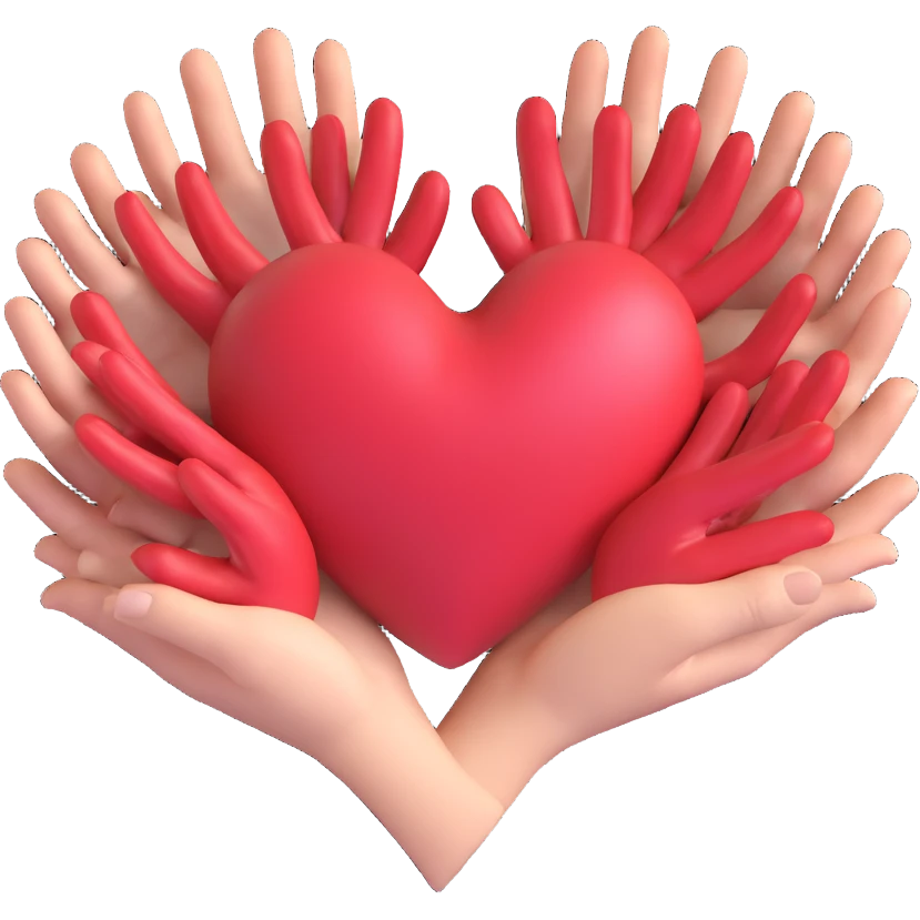modern emoji of a heart formed by multiple hands, symbolizing unity and support emoji
