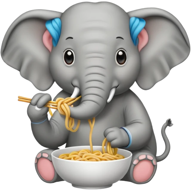 elephant eating noodle emoji