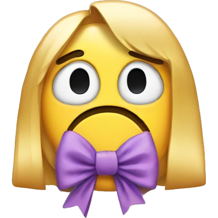 sad face with a bow emoji