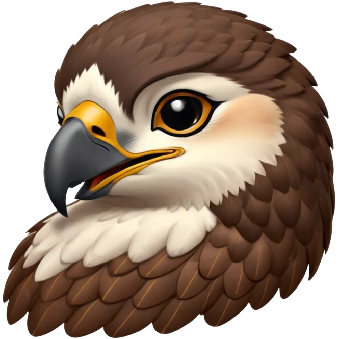 Meme-Worthy Cute Sleeping Hawk Portrait Emoji, Head resting peacefully with a contented smile, showcasing a robust, agile form with eyes gently closed in serene slumber and a subtly curved beak, Simplified yet adorably endearing features, highly detailed, glowing with a soft, drowsy light, high shine, relaxed and utterly lovable, stylized with an air of playful laziness, soft glowing outline, capturing the essence of a sleeping hawk that feels destined to become the next viral icon of adorable rest! emoji