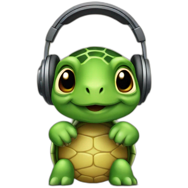 a turtle with headphones dj emoji