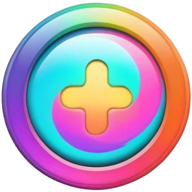 A round psychedelic colored button with bezeled edges emoji