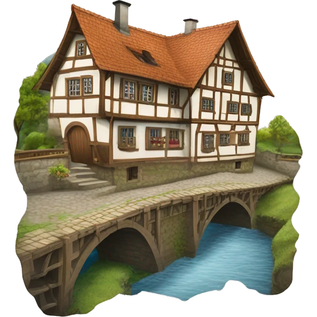 Fachwerkhäuser straßburg mit vielen sichtbaren holzbalken und einem Fluss davor  emoji