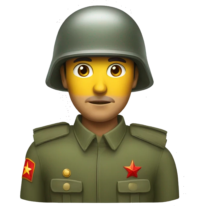 ussr soldier serious with military helmet emoji
