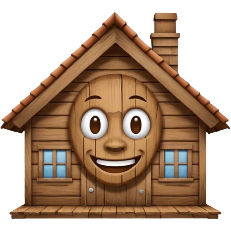 physical home with roof shaped face mascot on neck  emoji