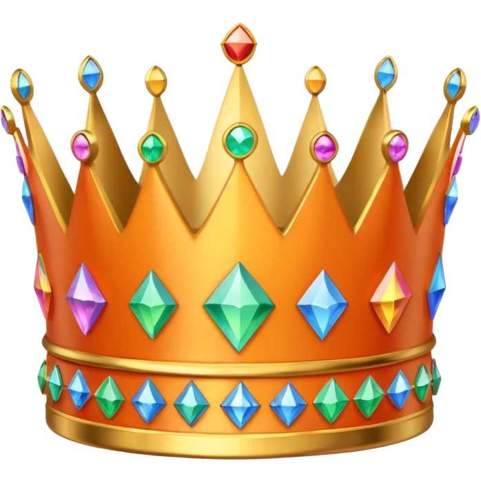 orange prismatic 3d crown with rainbow gems emoji