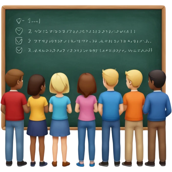 personas viendo una pizarra emoji