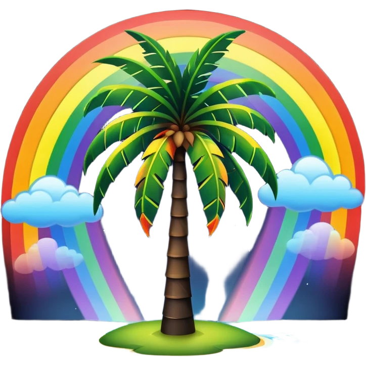 Palmera negra con un arcoiris de fondo en la noche emoji