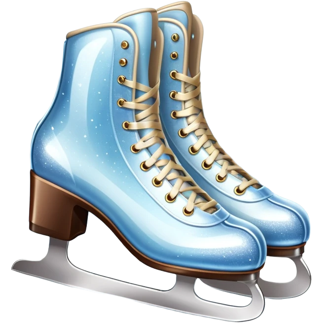 An icon showing elegant figure skates and a sparkling dress in close-up on an ice rink. The background features a graceful arena with soft lights reflecting on the smooth ice. Transparent background highlights the beauty, style, and artistry of figure skating. emoji