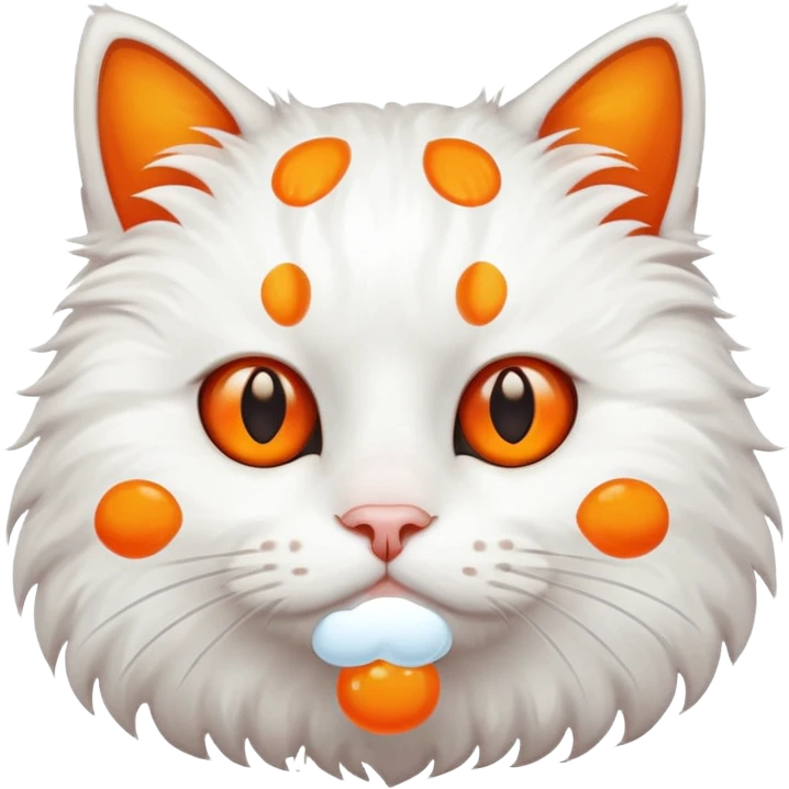 A white cat that have a orang in round part emoji