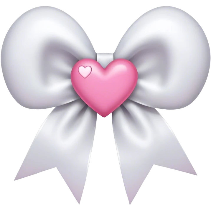White bow with pink heart emoji