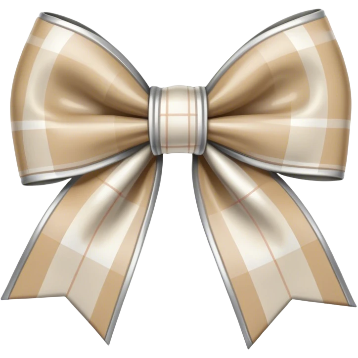 Beige and silver plaid bow  emoji