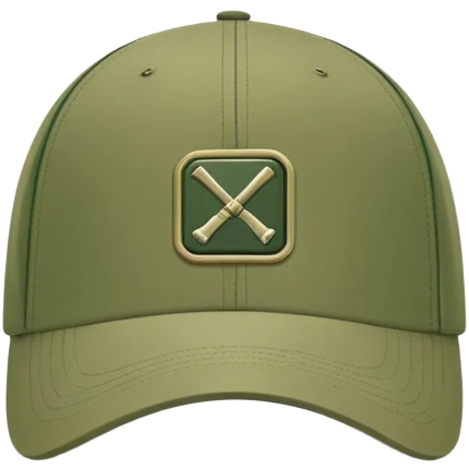 Army green Diesel cap, baseball hat with Diesel brand logo visible, khaki colored headwear, side view emoji