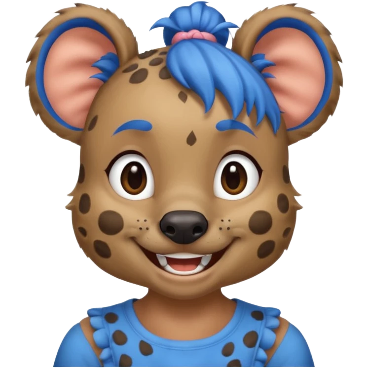 hyena with blue pigtail buns emoji