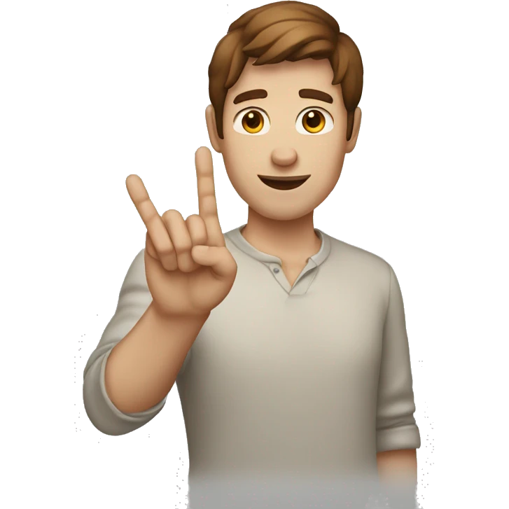 white skin  MAN with BROWN hair showing THREE fingers up on her one hand emoji