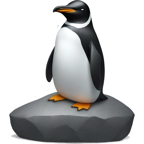 penguin on a rock eyes closed head facing up emoji