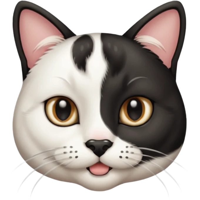 a black and white chat, with mustache birthmark in the mouth emoji