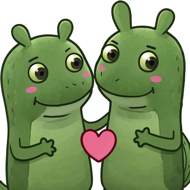 Two Happy Cactus best friends with heart eyes in a pot emoji
