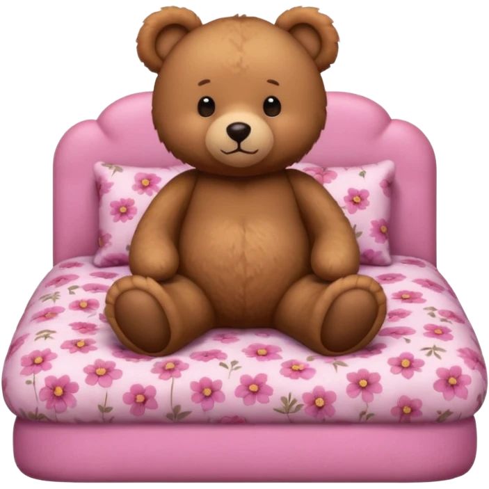 Brown Teddy bear in pink bed emoji