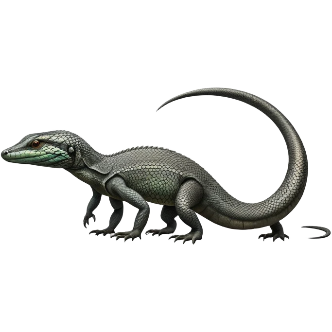 cinematic-monitor-lizard-realistic-full-body-standing-emoji,-long-powerful-tail-dragging-slightly-behind,-sleek-scaled-body-textured-with-rich-patterns,-head-tilted-dramatically,-dark-intense-eyes-observing-its-surroundings,-simplified-yet-realistic-focused-features,-highly-detailed,-glowing-with-an-almost-sarcastic-glow emoji