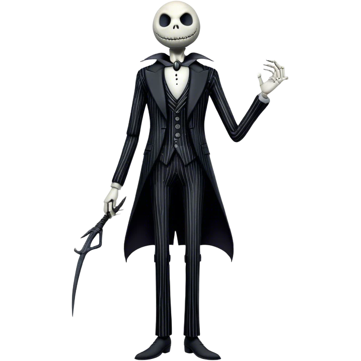 Full body view Cinematic 3D ultra realistic 32K HD image of Jack skellington, stunning detail as though captured in a timeless photograph, rich textures, visually rich, so lifelike that it feels like it could leap off the page at any moment emoji