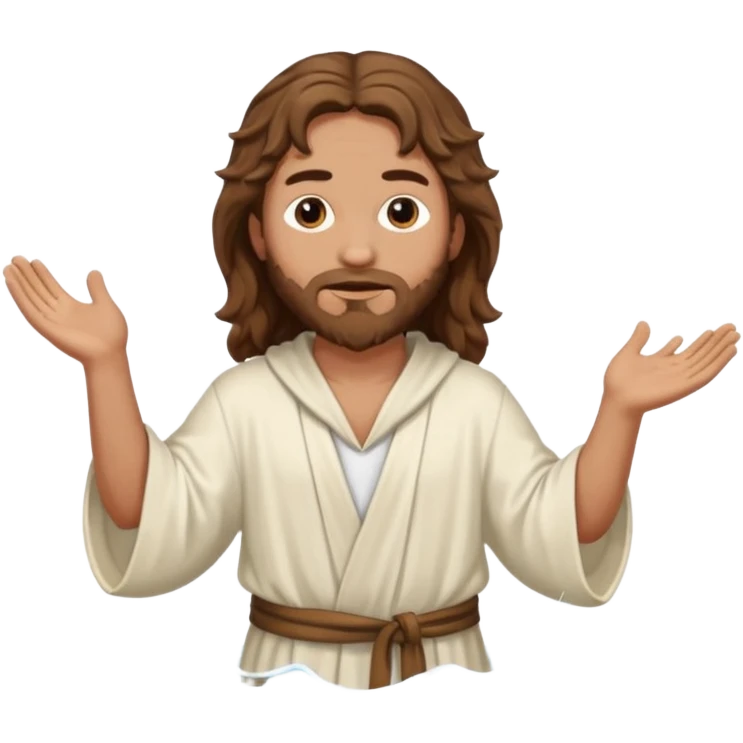 John the Baptist with wavy hair, saintly robes, standing in water, emoji style emoji