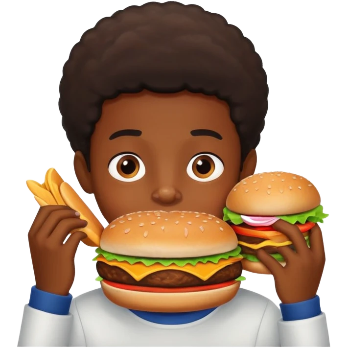 black boy eating a burger emoji