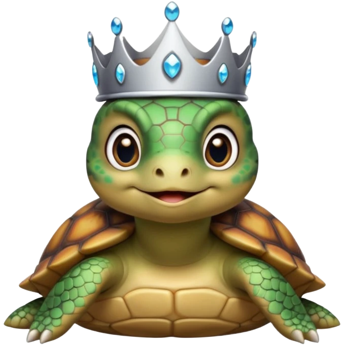 a cute domestic turtle with big eyes and with a silver tiara emoji