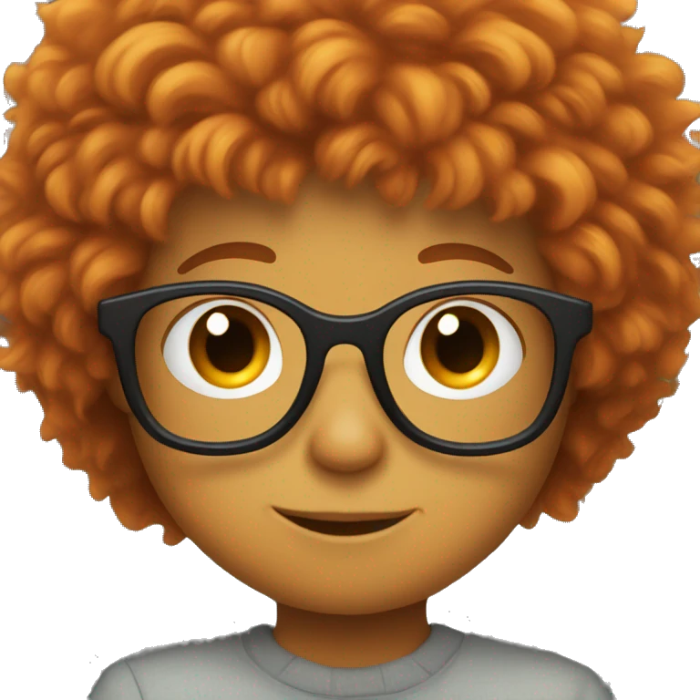 a kid with glasses and orange fluffy hair emoji