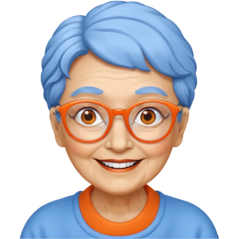 blue skinned orange glassed grandma emoji