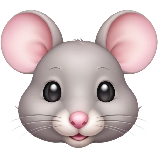 Cute gray mouse with large ears and a pink nose emoji