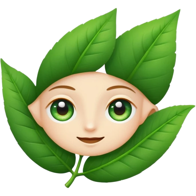 A minimalist, slightly winking eye emoji with a vibrant green leaf serving as the upper eyelid, and a tiny, sparkling white glow in the pupil. Clean, vector style. Transparent background. For a YouTube channel focused on senior health. emoji