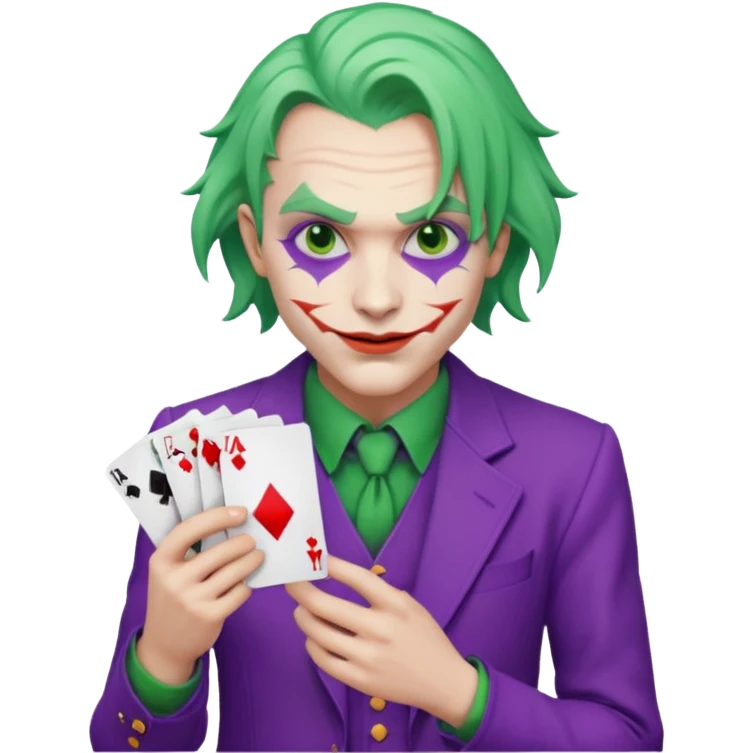 Faça um emoji bem real do Jocker com cartas na mao emoji