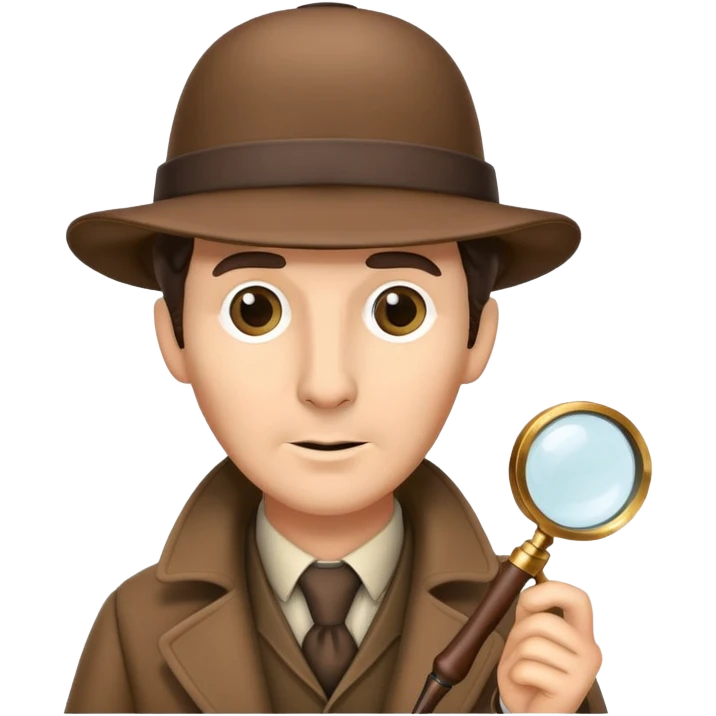 Sherlock Holmes with deerstalker hat, pipe, and magnifying glass emoji