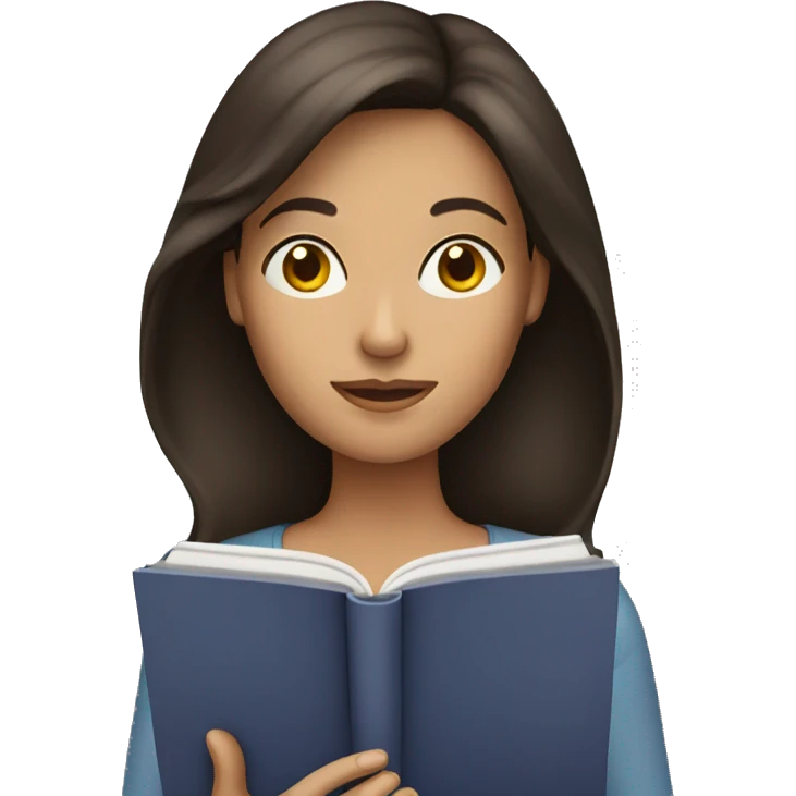 Brunette woman reading  emoji