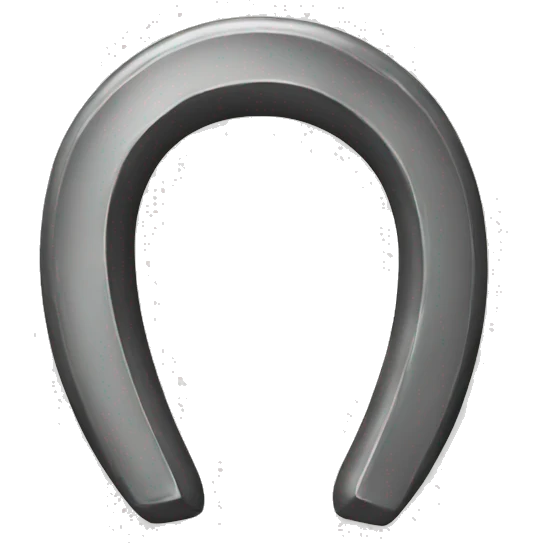 A horseshoe magnet, as used to pick up iron. emoji