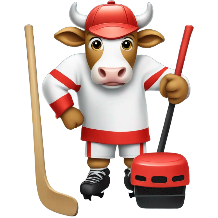 cow playing hockey emoji