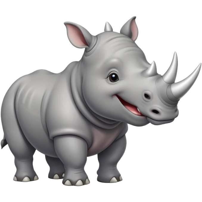 cute cartoon rhinoceros with large horn emoji