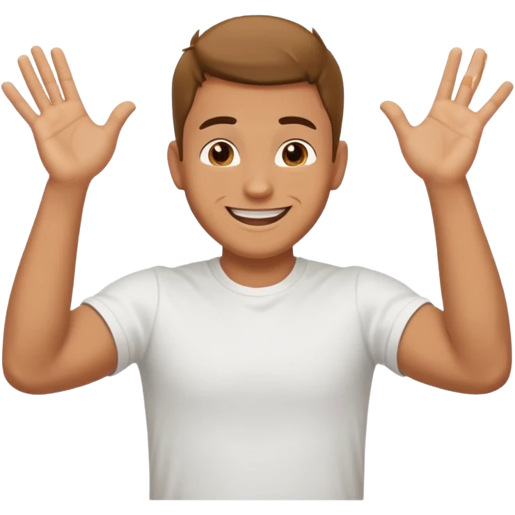 A man who has his balls to big and move yours hands upp and down emoji