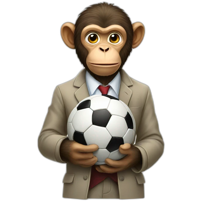 monkey professor holding a soccer ball emoji