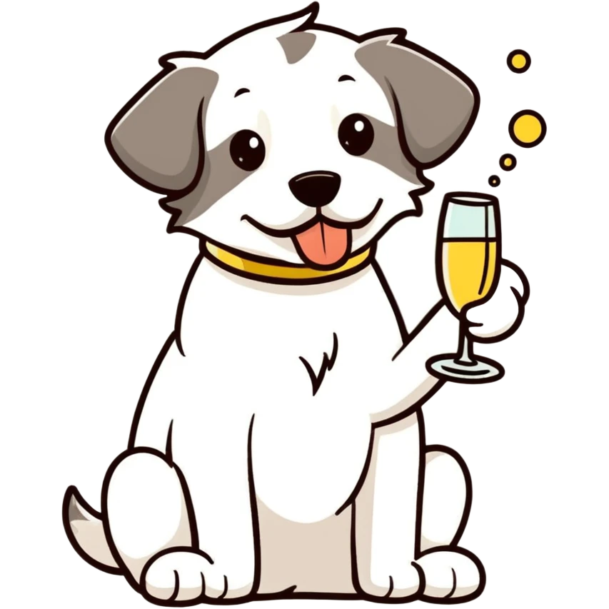 Schapendoes dog drink champagne emoji