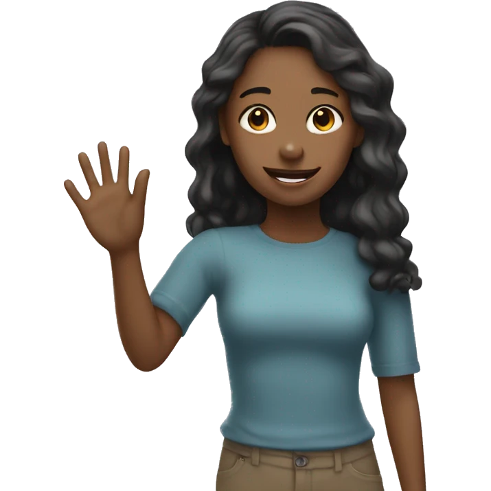 girl saying hello with the hand emoji