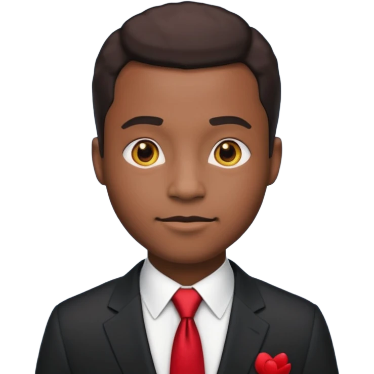 African American man in a formal suit with a red tie, official look, emoji style emoji