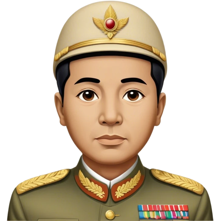 ​Cinematic Realistic Portrait of Sukarno, depicted in a lifelike, realistic style based on his iconic portrait, showcasing his thoughtful, charismatic expression in period attire, rendered with detailed textures and warm, evocative lighting that captures his pioneering spirit and national pride, emoji